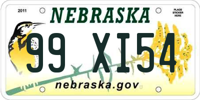 NE license plate 99XI54
