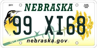 NE license plate 99XI68