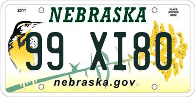 NE license plate 99XI80