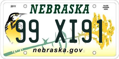 NE license plate 99XI91