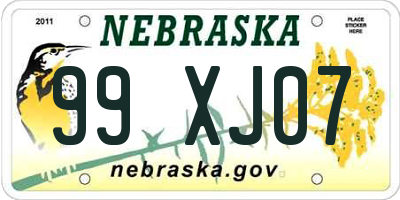 NE license plate 99XJ07