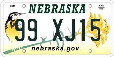 NE license plate 99XJ15