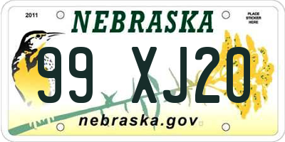 NE license plate 99XJ20