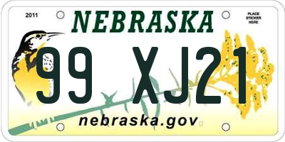 NE license plate 99XJ21