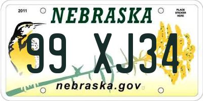 NE license plate 99XJ34