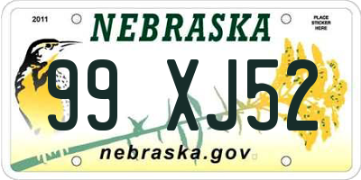 NE license plate 99XJ52