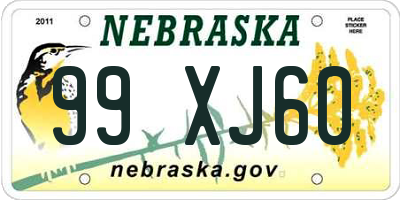 NE license plate 99XJ60