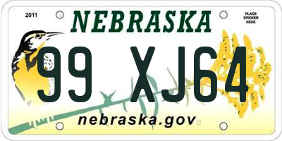 NE license plate 99XJ64