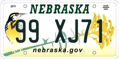 NE license plate 99XJ71