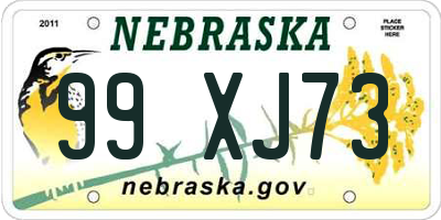 NE license plate 99XJ73