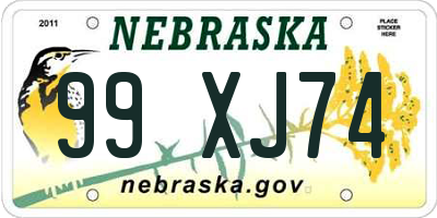 NE license plate 99XJ74