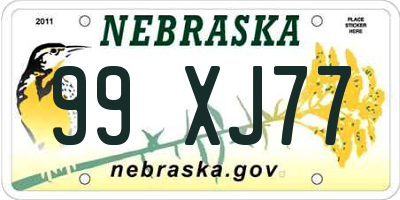 NE license plate 99XJ77