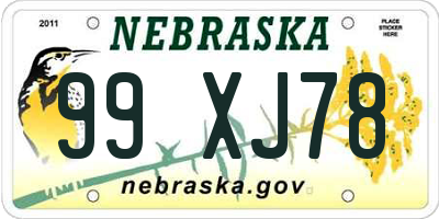 NE license plate 99XJ78