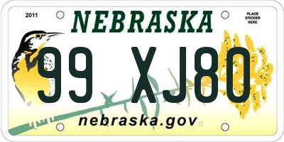 NE license plate 99XJ80