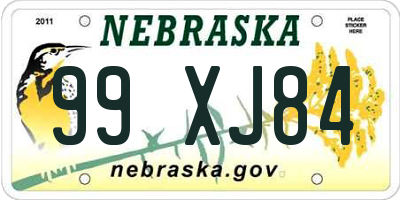 NE license plate 99XJ84