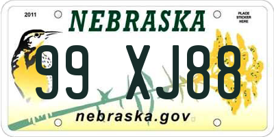 NE license plate 99XJ88