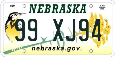 NE license plate 99XJ94