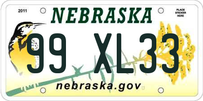 NE license plate 99XL33