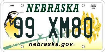 NE license plate 99XM80