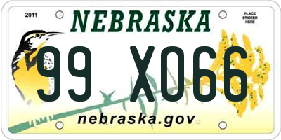 NE license plate 99XO66