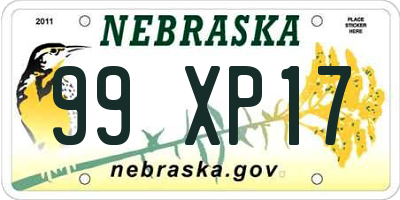 NE license plate 99XP17