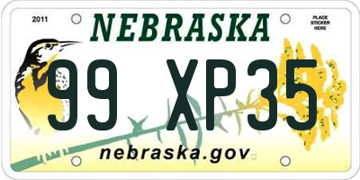 NE license plate 99XP35