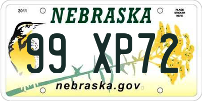 NE license plate 99XP72