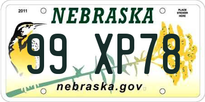 NE license plate 99XP78