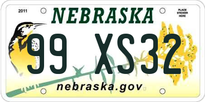 NE license plate 99XS32