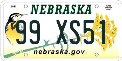 NE license plate 99XS51