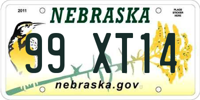 NE license plate 99XT14