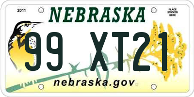 NE license plate 99XT21