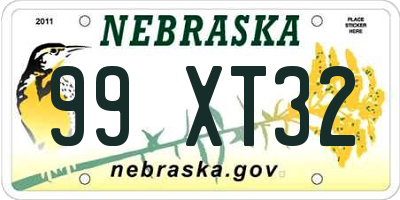 NE license plate 99XT32