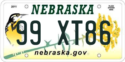 NE license plate 99XT86