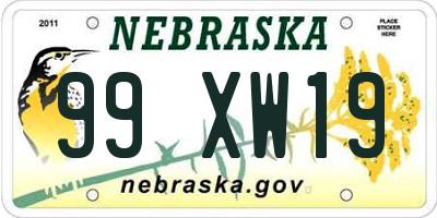 NE license plate 99XW19