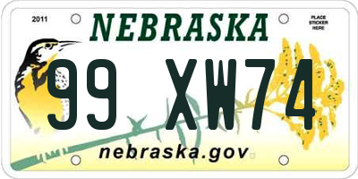 NE license plate 99XW74