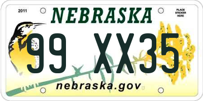 NE license plate 99XX35