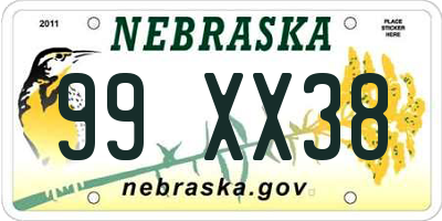 NE license plate 99XX38