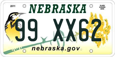 NE license plate 99XX62