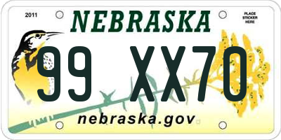 NE license plate 99XX70