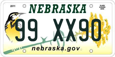 NE license plate 99XX90