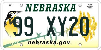 NE license plate 99XY20