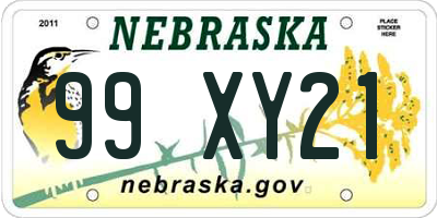 NE license plate 99XY21