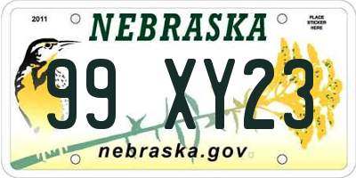 NE license plate 99XY23