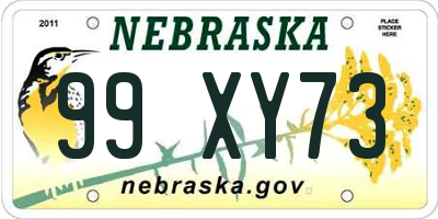 NE license plate 99XY73