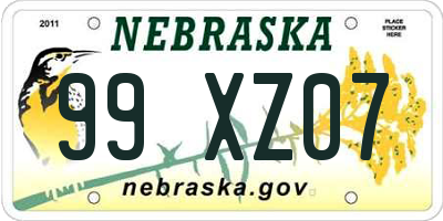 NE license plate 99XZ07