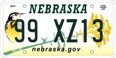NE license plate 99XZ13