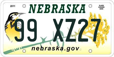 NE license plate 99XZ27