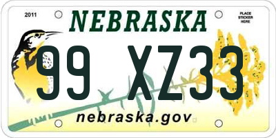 NE license plate 99XZ33