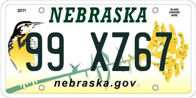 NE license plate 99XZ67